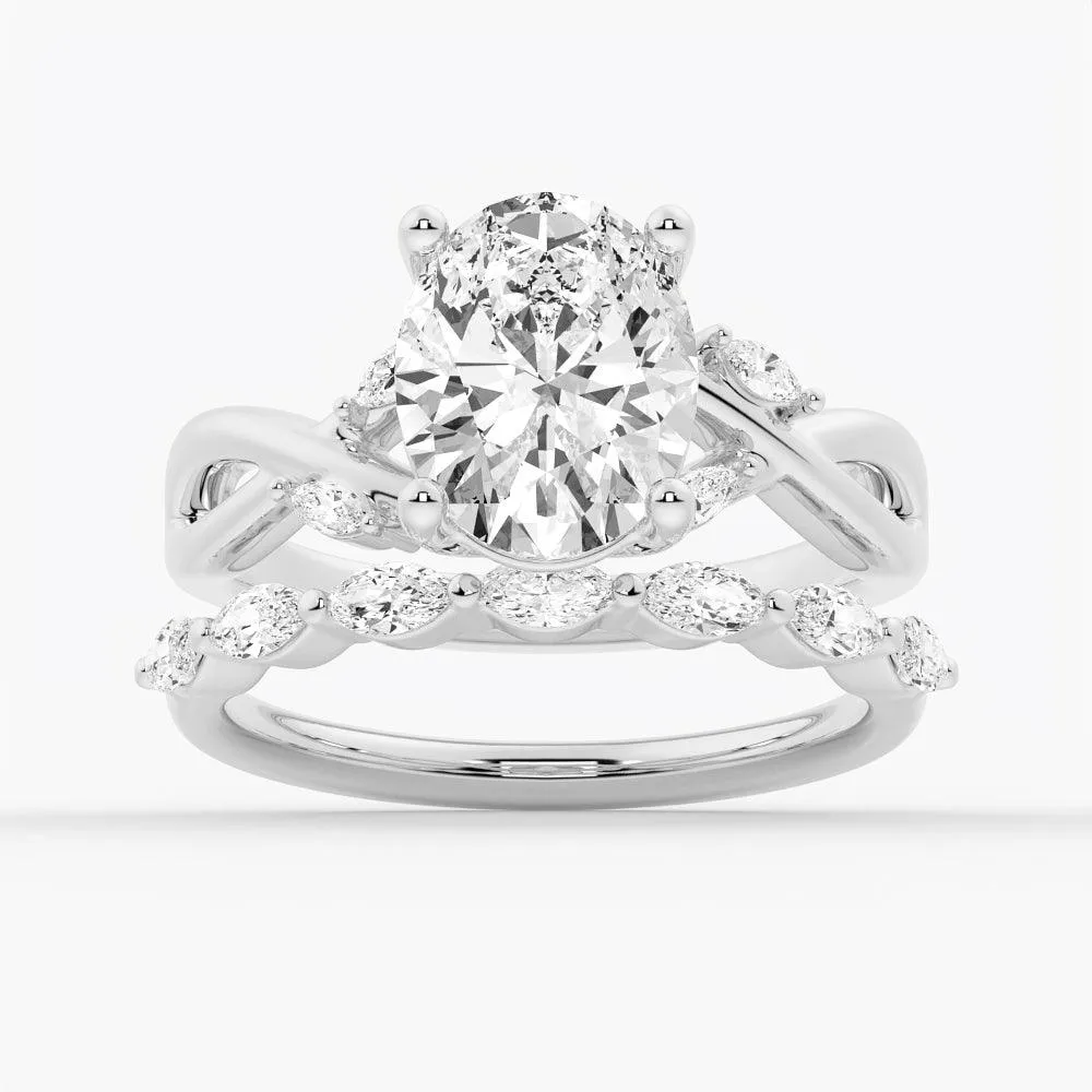 Twist Vine Oval Shaped Moissanite Engagement Ring