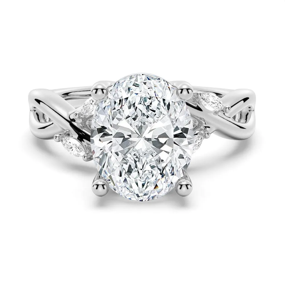 Twist Vine Oval Shaped Moissanite Engagement Ring