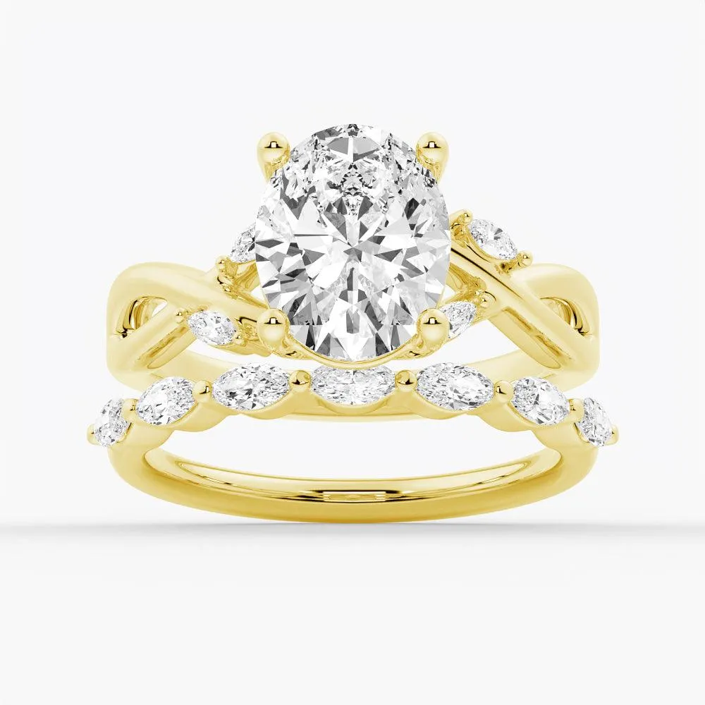 Twist Vine Oval Shaped Moissanite Engagement Ring