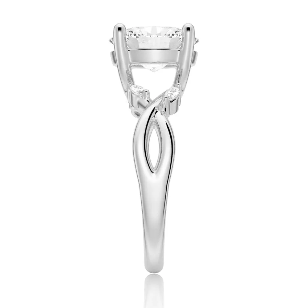 Twist Vine Oval Shaped Moissanite Engagement Ring