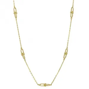 U Shape Link Station 9ct Yellow Gold Necklace GN384