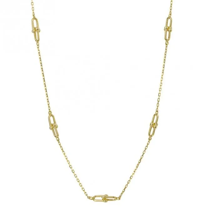 U Shape Link Station 9ct Yellow Gold Necklace GN384