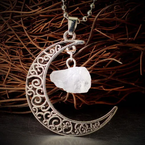 Vintage Moon Necklace Irregular Natural Stone Pendants