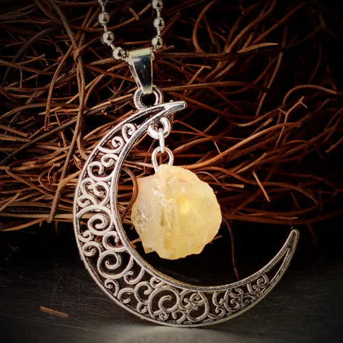 Vintage Moon Necklace Irregular Natural Stone Pendants