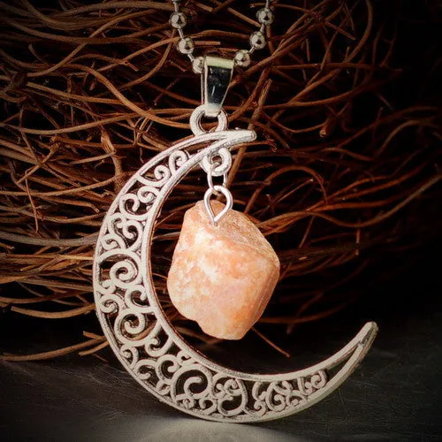 Vintage Moon Necklace Irregular Natural Stone Pendants