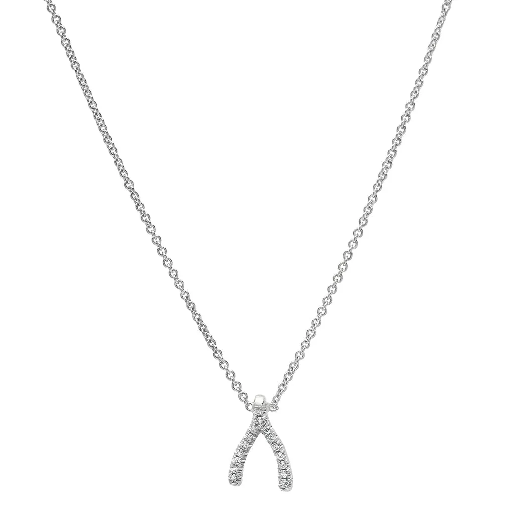 White Gold Diamond Mini Wishbone