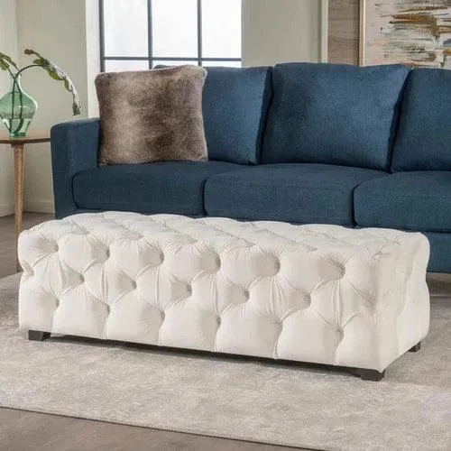 Wide Tufted Modern Bench For Living Room