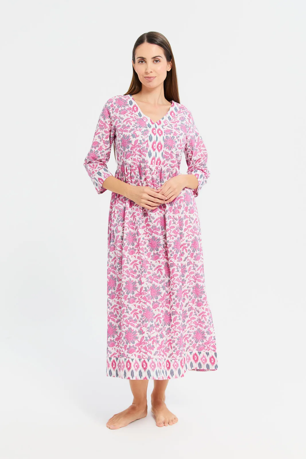 Women Pink Combo Nightgown