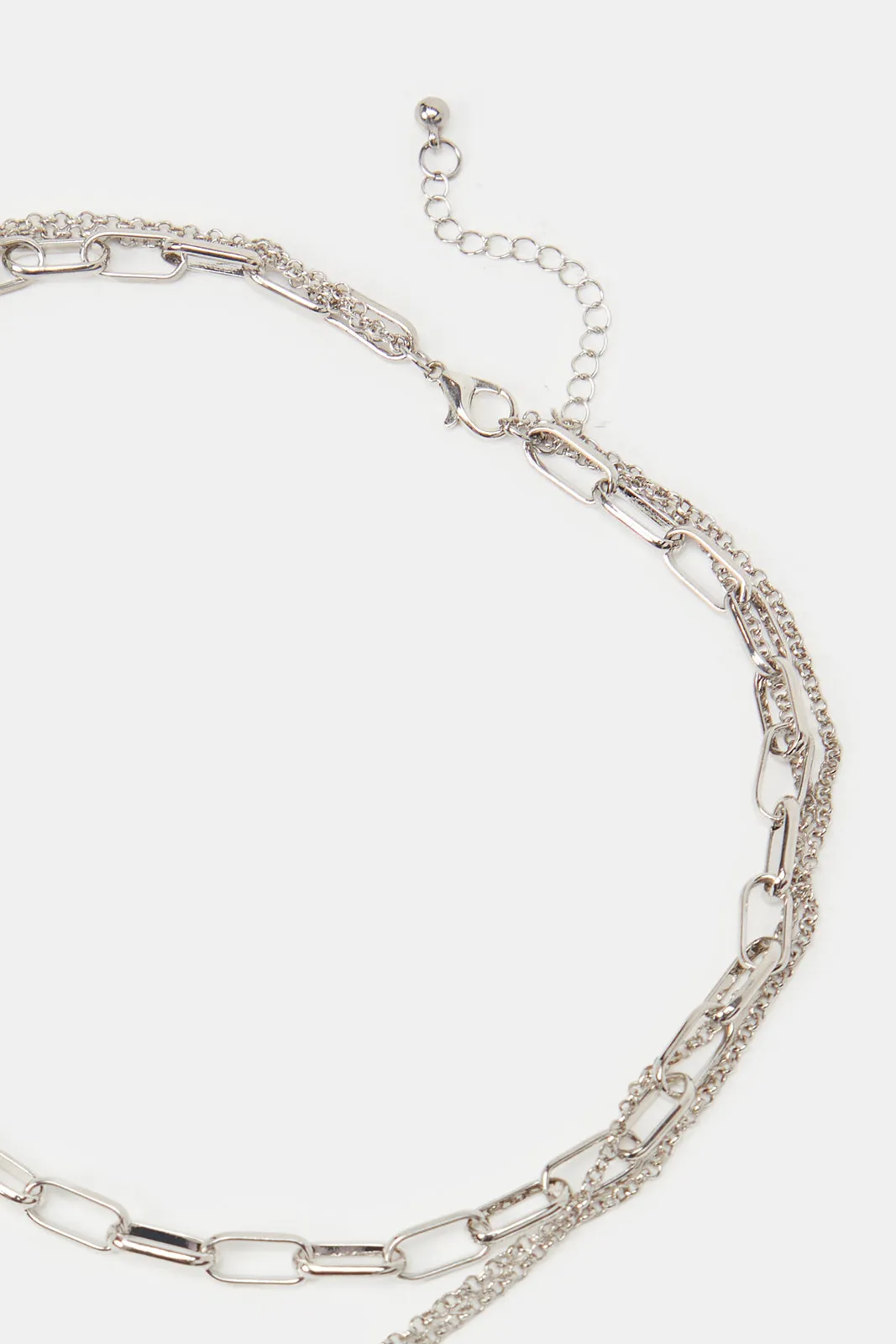 Women's Silver Embellished Layered Necklace